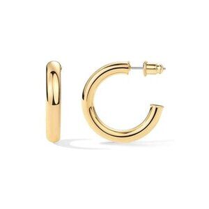 14K Gold Plated Chunky Hoop Earrings Lightweight Open Hoops 30mm